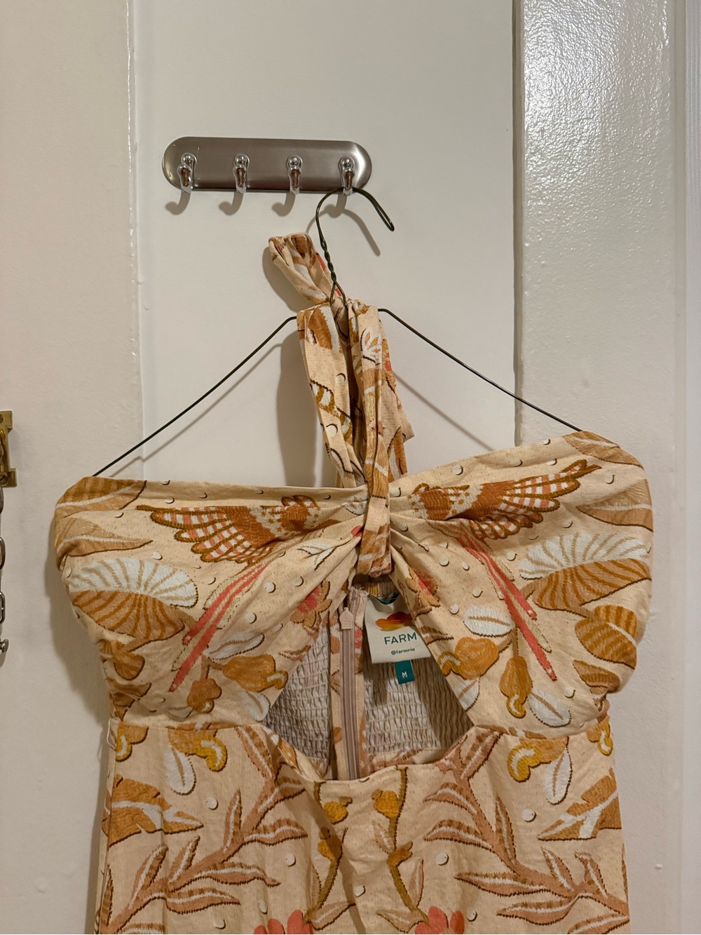 Boho Tassel Halter Cutout Maxi Dress - Yellow Floral - Picture 5 of 8